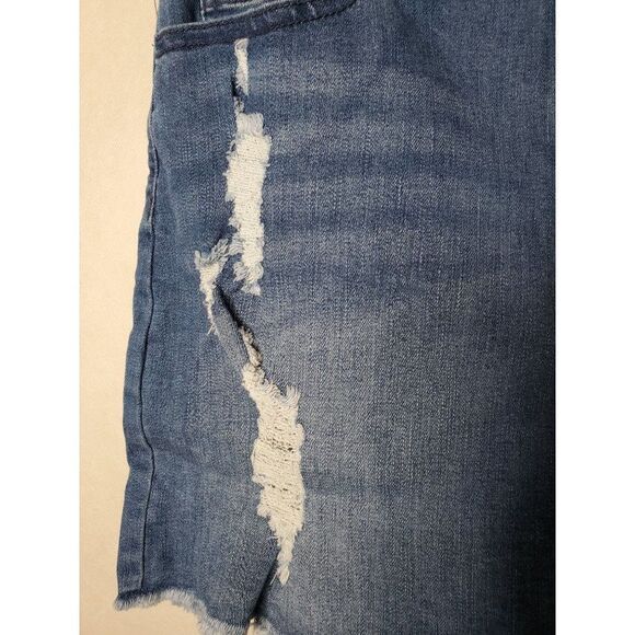 Tinseltown Denim Couture Junior's Distressed Raw Hem Denim Jean Mini Skirt Sz 5 - Picture 7 of 11